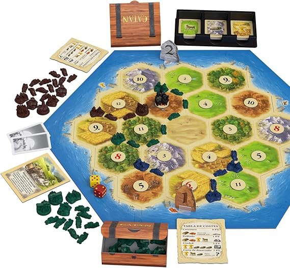 Expansión de 5-6 jugadores de Colonos de Catan desplegada