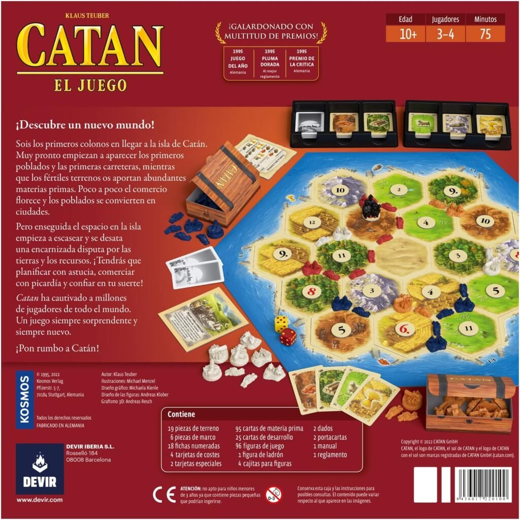 Contraportada de Colonos de Catan, el juego original