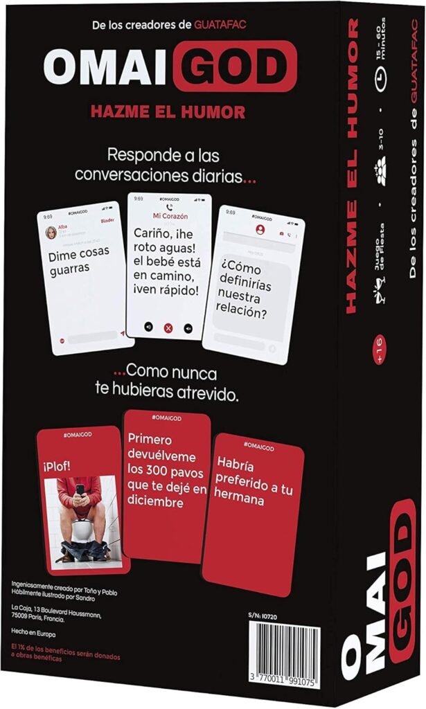 Caja del juego de cartas OMAIGOD por la parte de detrás