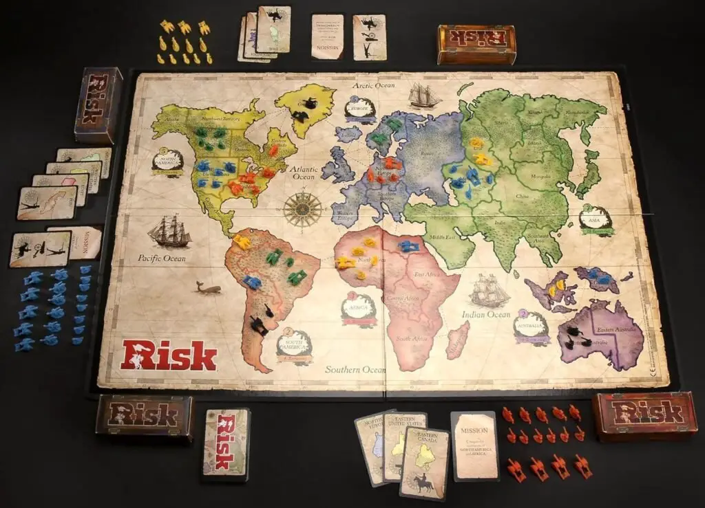 Mapa y unidades de Risk con la partida ya empezada